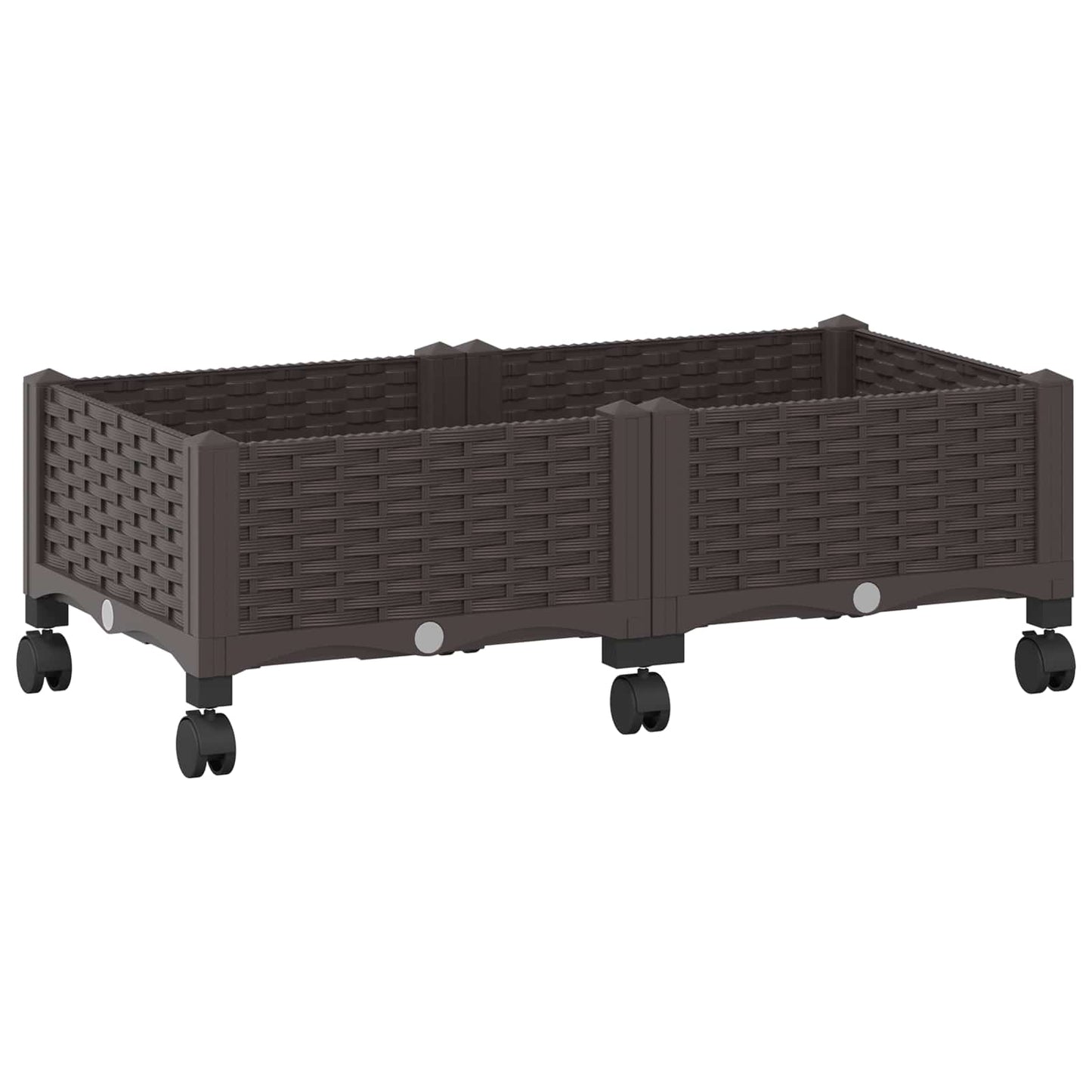 Vaso da Giardino con Ruote Marrone 80 x 40 x 29 cm PP | homemem39