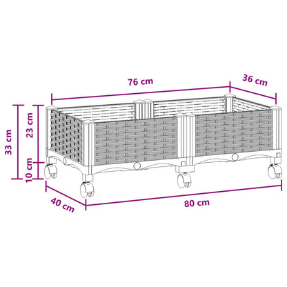 Vaso da Giardino con Ruote Marrone 80 x 40 x 29 cm PP | homemem39