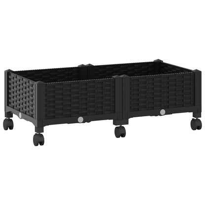 Vaso da Giardino con Ruote Nero 80 x 40 x 29 cm PP | homemem39