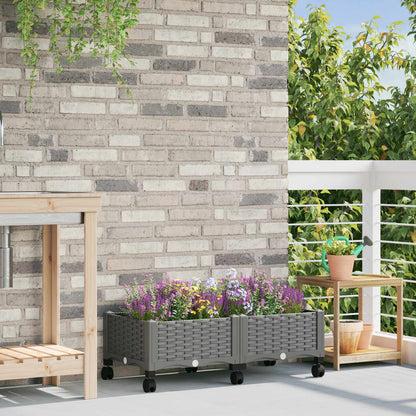 Vaso da Giardino con Ruote Grigio Chiaro 80 x 40 x 33 cm PP | homemem39