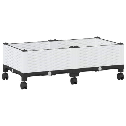 Vaso da Giardino con Ruote Bianco 80 x 40 x 33 cm PP | homemem39
