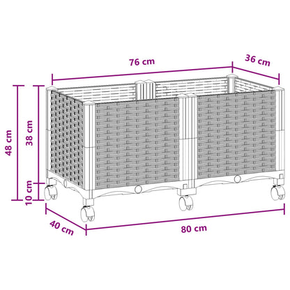 Vaso da Giardino con Ruote Marrone 80 x 40 x 44 cm PP | homemem39