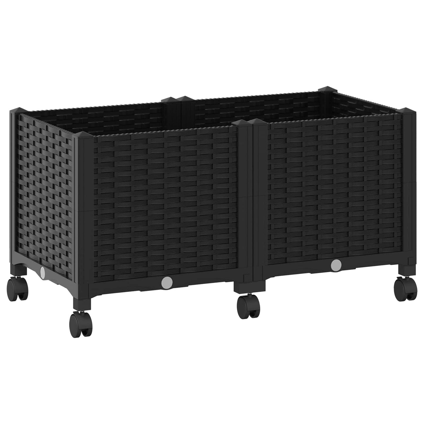 Vaso da Giardino con Ruote Nero 80 x 40 x 44 cm PP | homemem39