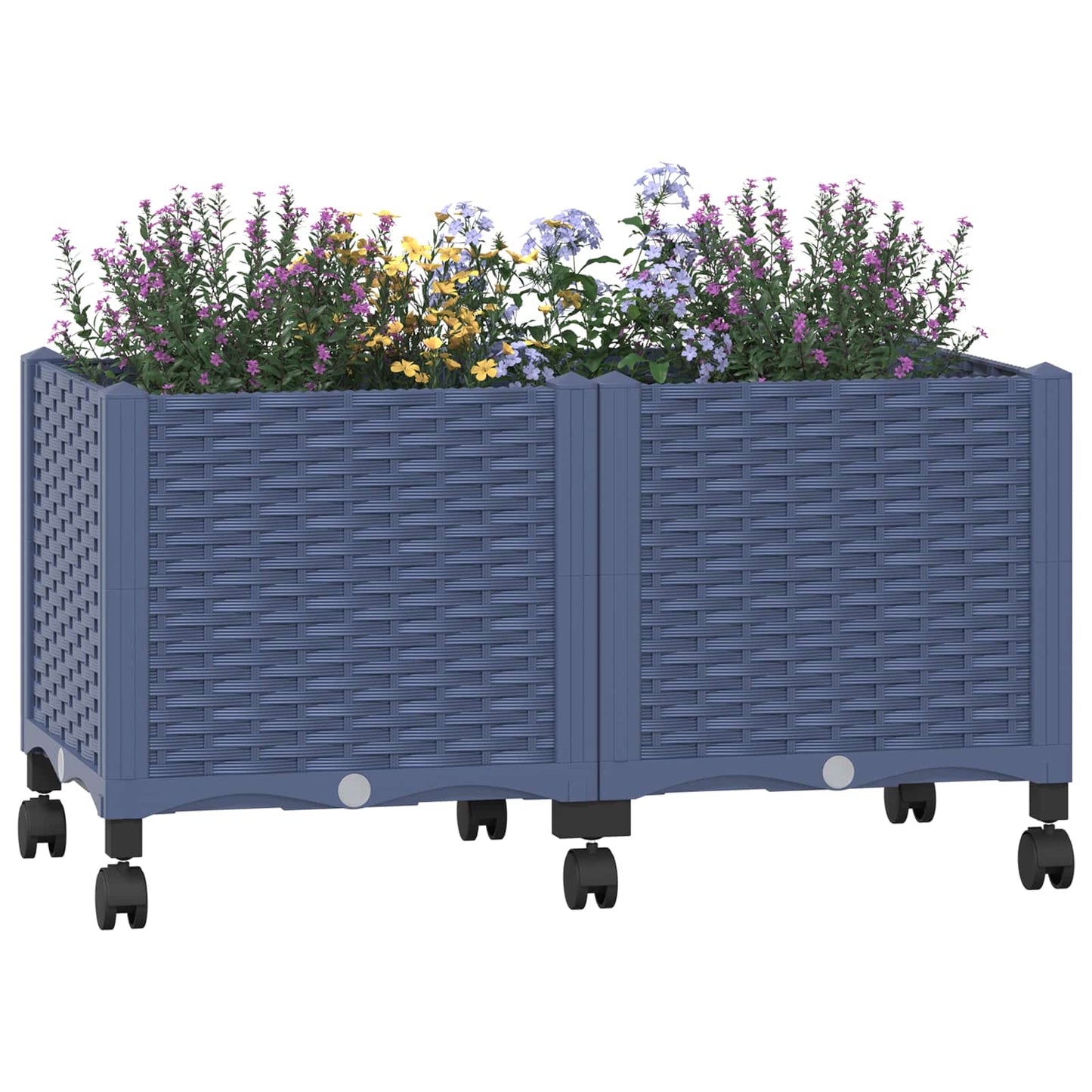 Vaso da Giardino con Ruote Blu Grigio 80 x 40 x 48 cm PP | homemem39