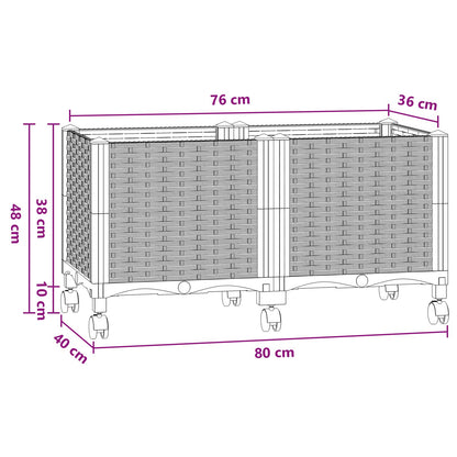 Vaso da Giardino con Ruote Blu Grigio 80 x 40 x 48 cm PP | homemem39