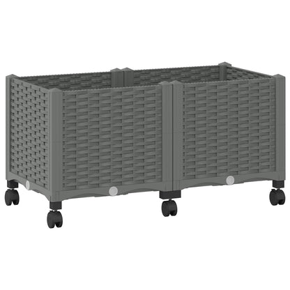 Vaso da Giardino con Ruote Grigio Chiaro 80 x 40 x 48 cm PP | homemem39