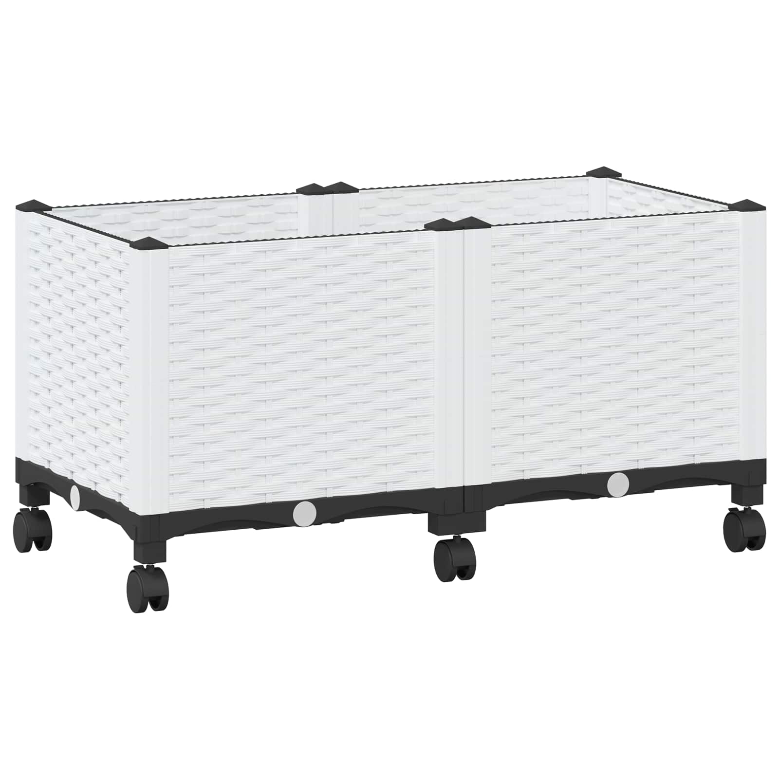 Vaso da Giardino con Ruote Bianco 80 x 40 x 48 cm PP | homemem39