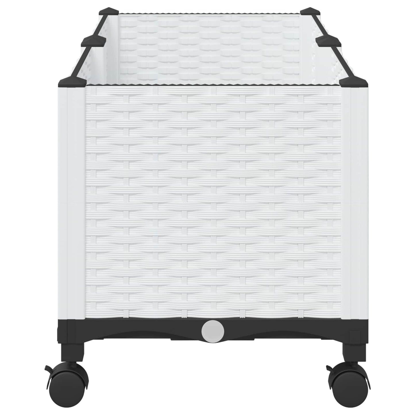 Vaso da Giardino con Ruote Bianco 80 x 40 x 48 cm PP | homemem39