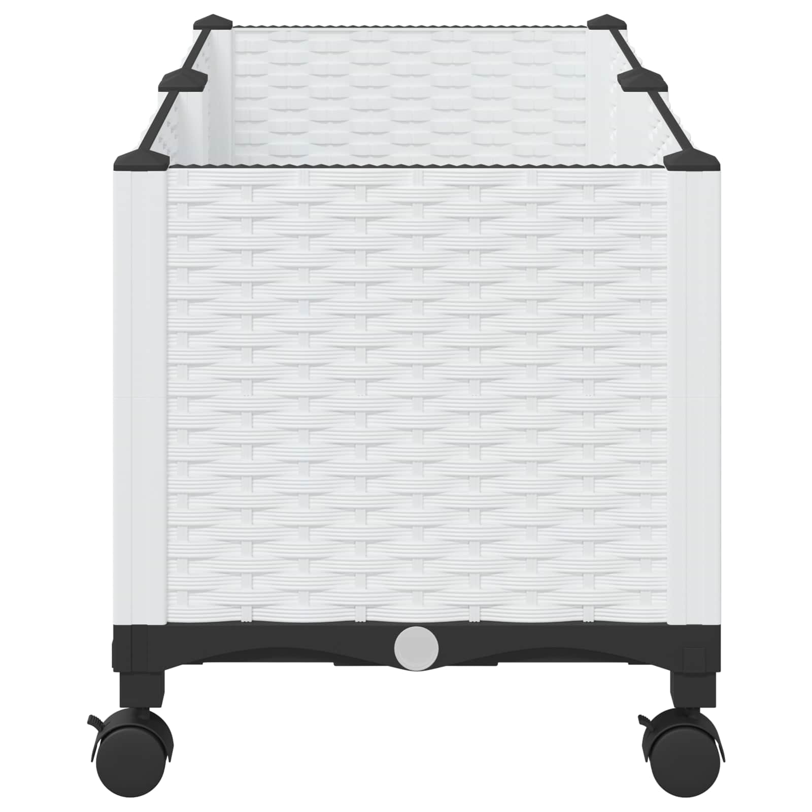 Vaso da Giardino con Ruote Bianco 80 x 40 x 48 cm PP | homemem39