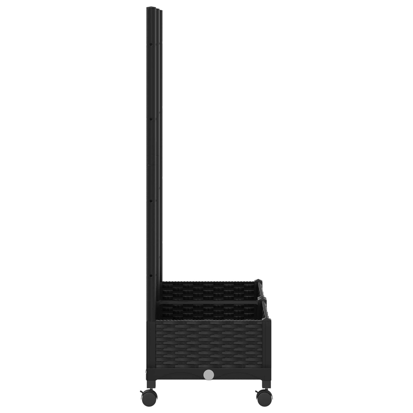 Vaso da giardino con grigliato e ruote Nero 80 x 40 x 131,5 cm | homemem39