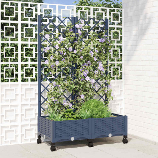 Vaso da giardino con grigliato e ruote Blu Grigio PP | homemem39