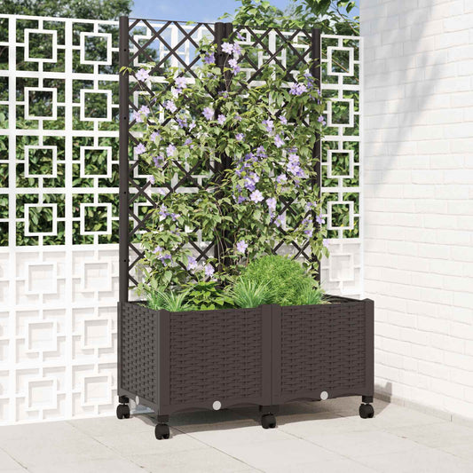 Vaso da giardino con grigliato e ruote Marrone 80 x 40 x 146 cm | homemem39