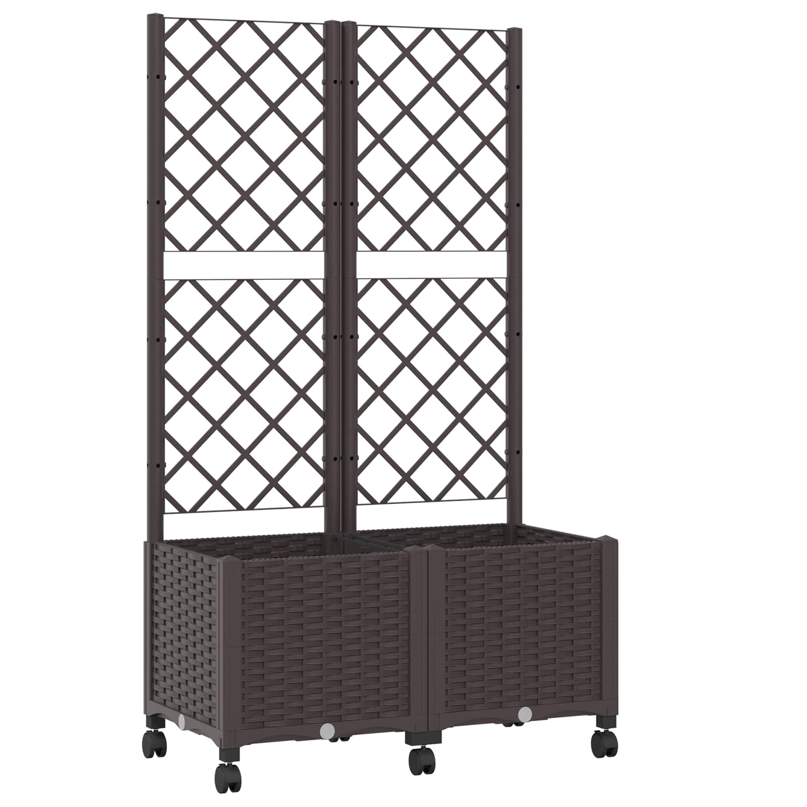 Vaso da giardino con grigliato e ruote Marrone 80 x 40 x 146 cm | homemem39