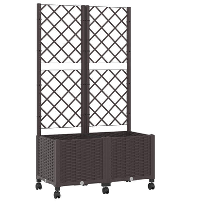 Vaso da giardino con grigliato e ruote Marrone 80 x 40 x 146 cm | homemem39