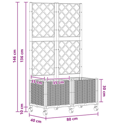 Vaso da giardino con grigliato e ruote Marrone 80 x 40 x 146 cm | homemem39