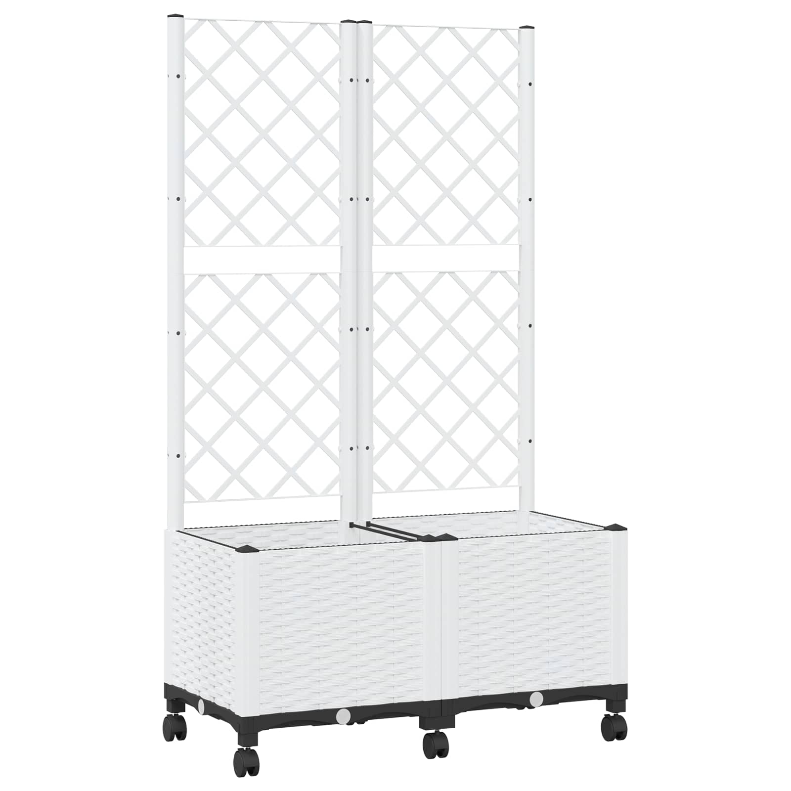 Vaso da giardino con grigliato e ruote Bianco 80 x 40 x 146 cm | homemem39