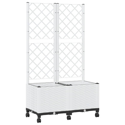 Vaso da giardino con grigliato e ruote Bianco 80 x 40 x 146 cm | homemem39