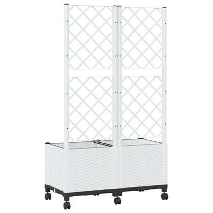 Vaso da giardino con grigliato e ruote Bianco 80 x 40 x 146 cm | homemem39