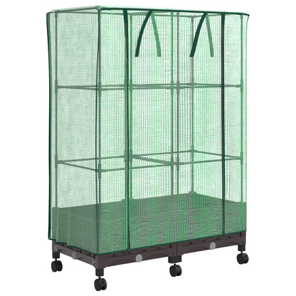 Vaso da Giardino con Copertura per Serra e Ruote 2 pz Marrone | homemem39