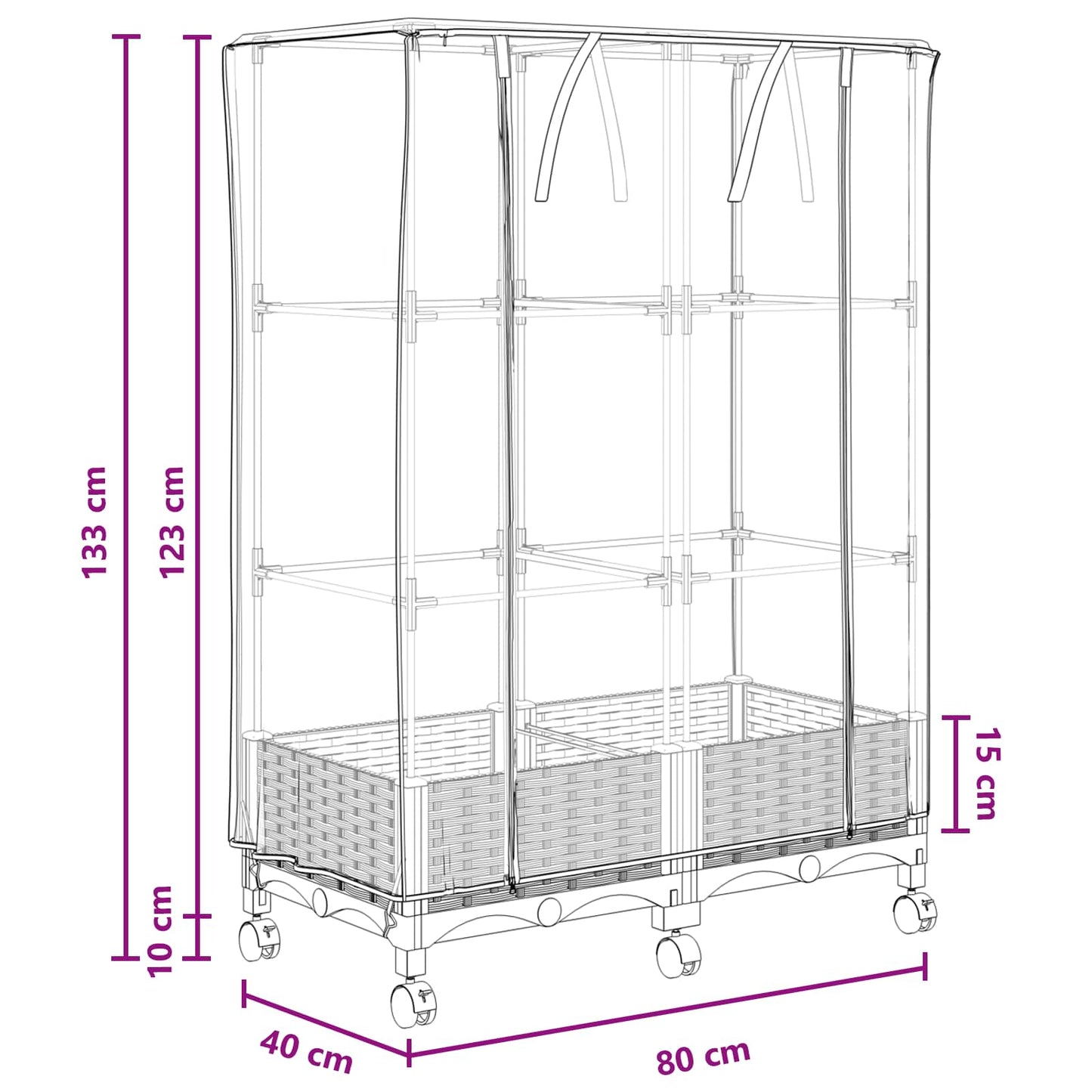 Vaso da Giardino con Copertura per Serra e Ruote 2 pz Marrone | homemem39