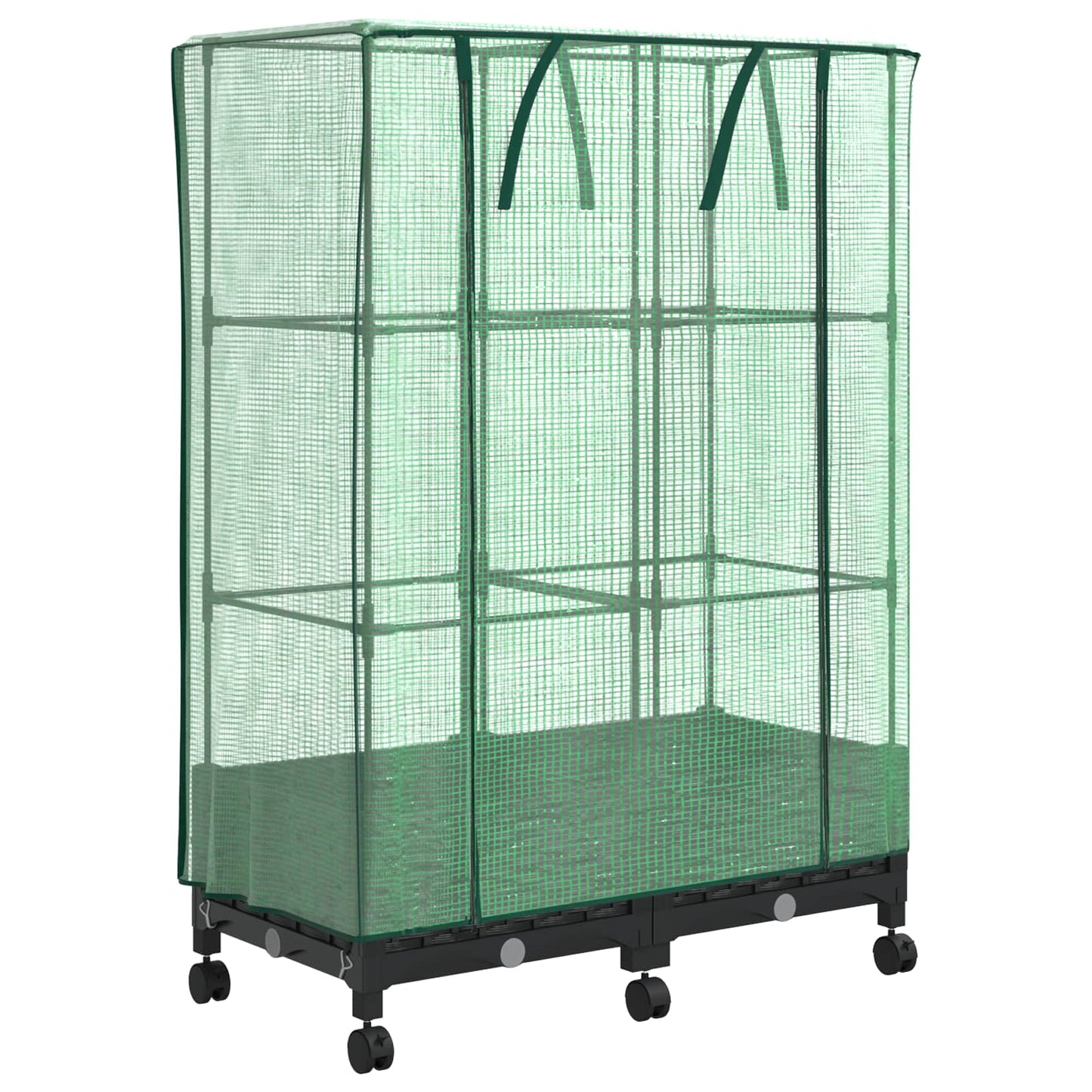 Vaso da Giardino con Copertura per Serra e Ruote 2 pz Nero PP | homemem39