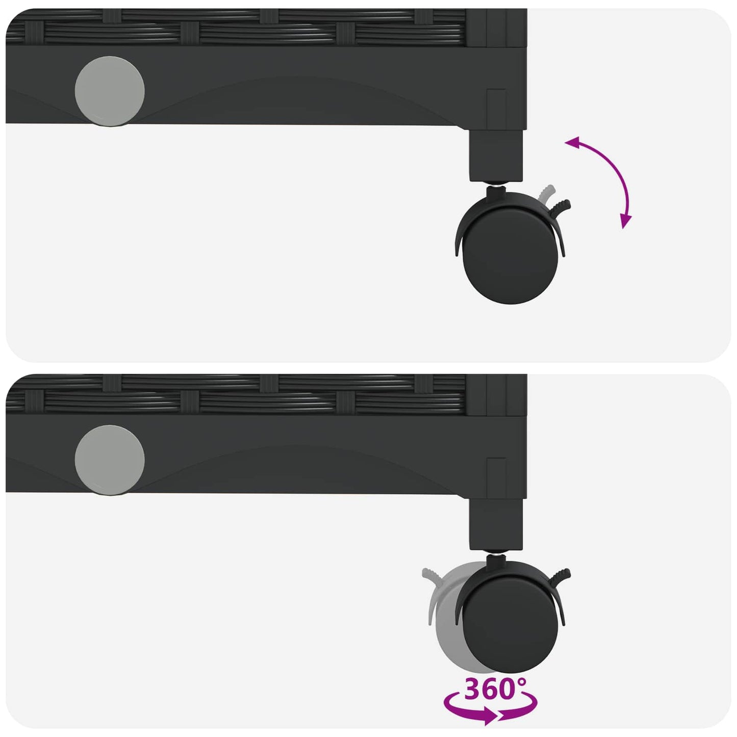 Vaso da Giardino con Copertura per Serra e Ruote 2 pz Nero PP | homemem39