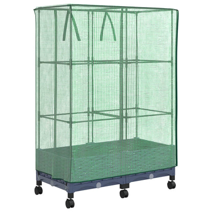 Vaso da Giardino con Copertura per Serra e Ruote 2 pz PP | homemem39
