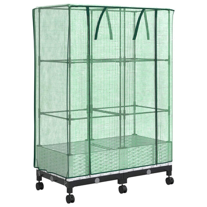 Vaso da Giardino con Copertura per Serra e Ruote 2 pz Bianco PP | homemem39