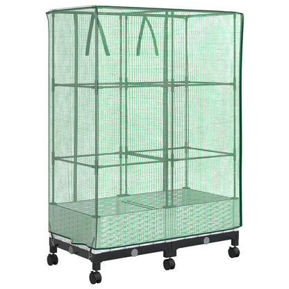 Vaso da Giardino con Copertura per Serra e Ruote 2 pz Bianco PP | homemem39