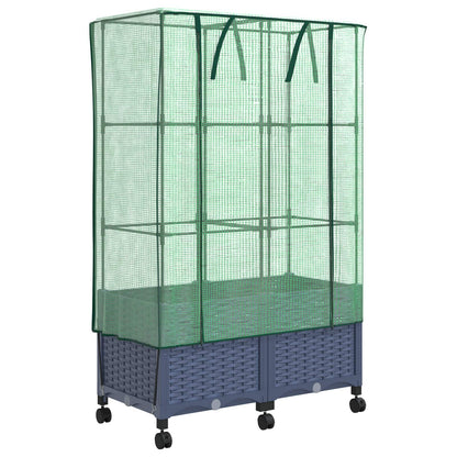 Vaso da Giardino con Copertura per Serra e Ruote 2 pz PP | homemem39