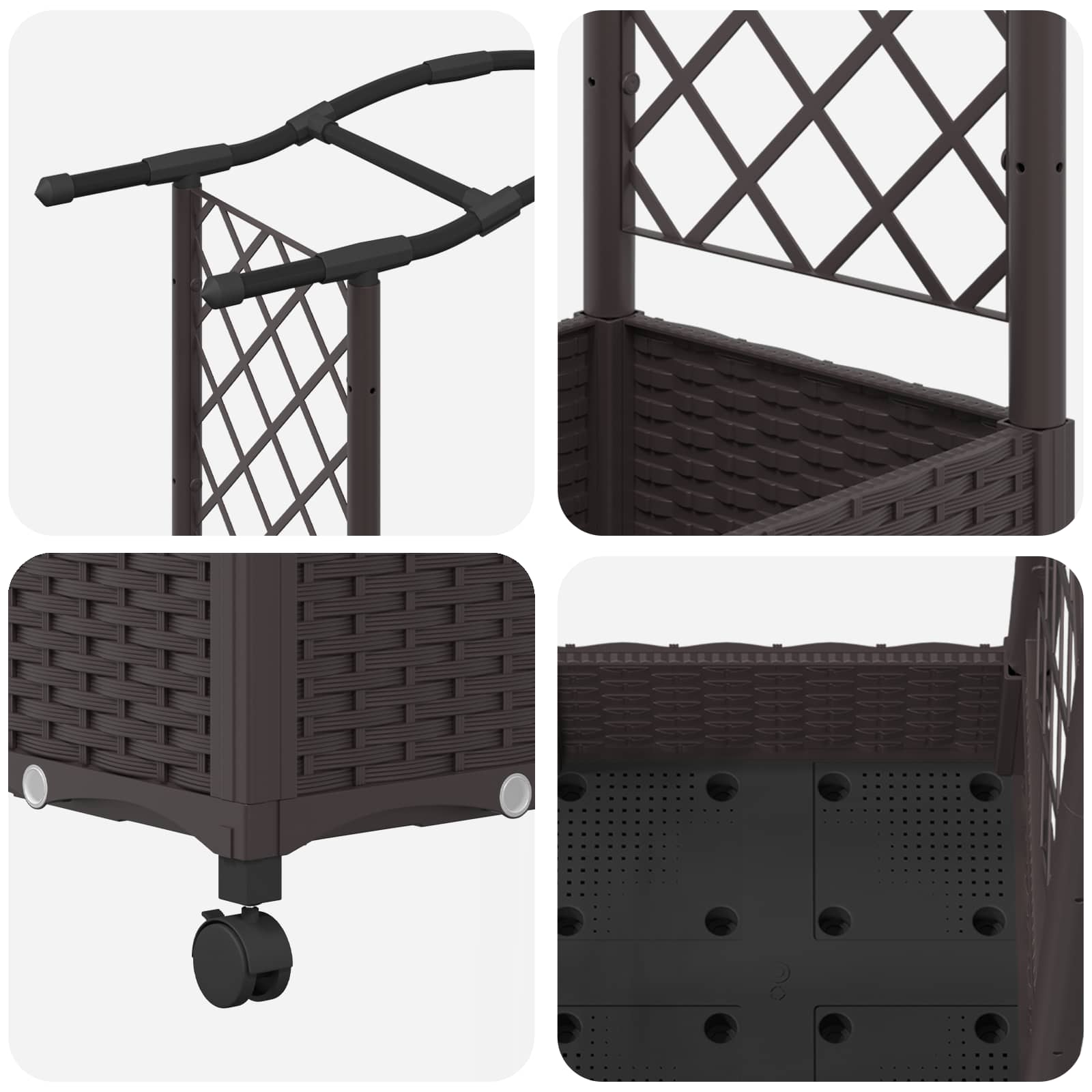 Letto Rialzato con Griglia e Tetto Marrone 124 x 40 x 129 cm PP | homemem39