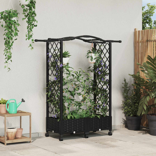 Letto Rialzato con Griglia e Tetto Nero 124 x 40 x 129 cm PP | homemem39