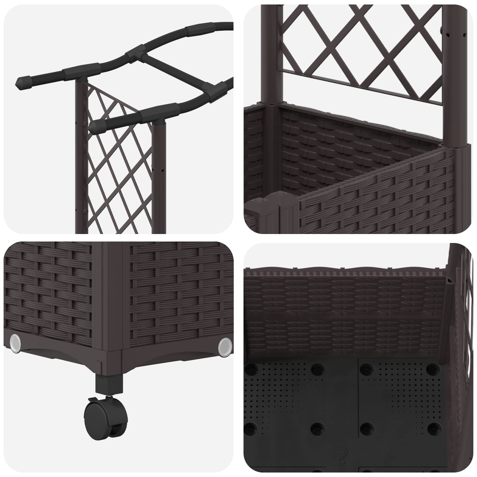 Letto Rialzato con Griglia e Tetto Marrone 125 x 40 x 144 cm PP | homemem39