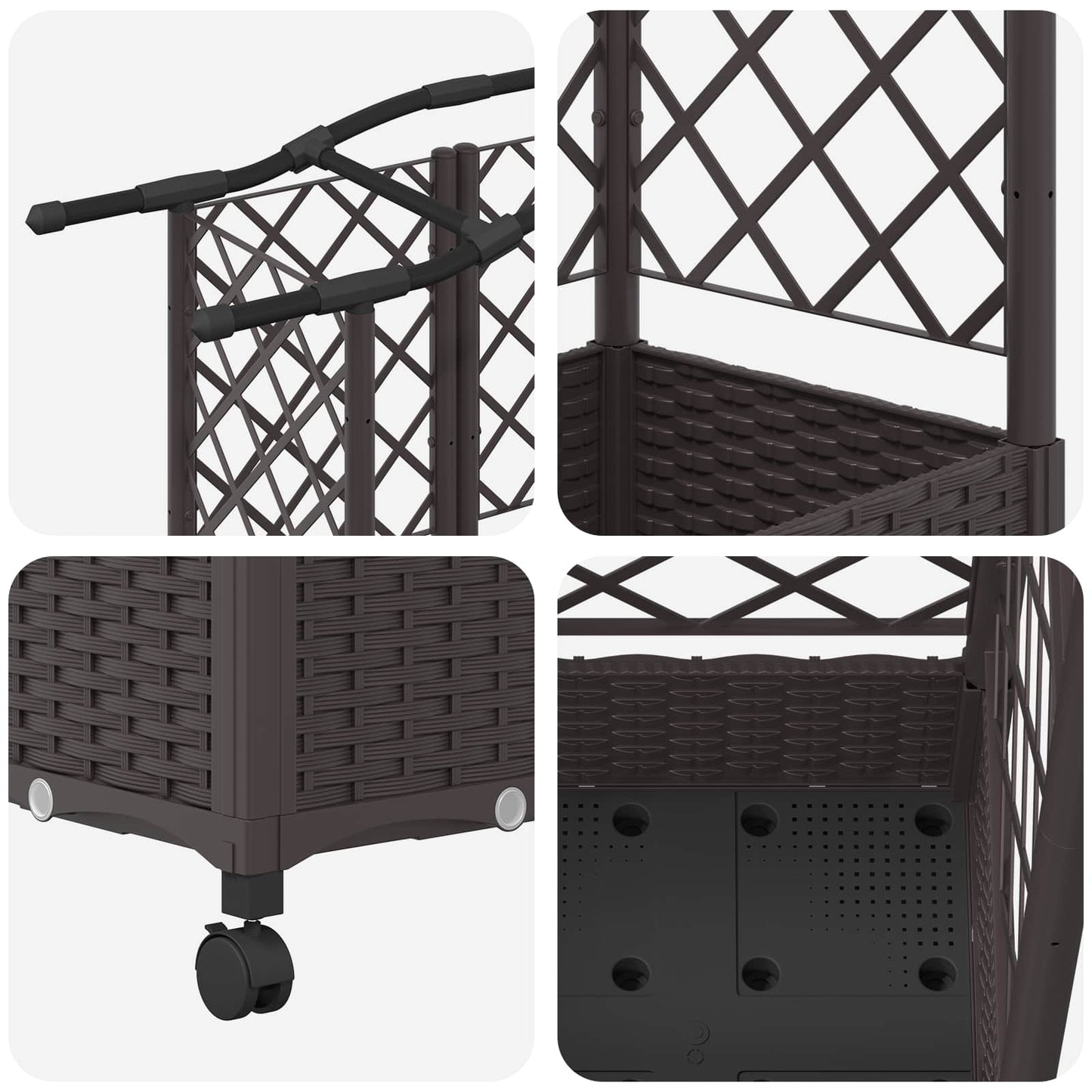 Letto Rialzato con Griglia e Tetto Marrone 124 x 40 x 129 cm PP | homemem39