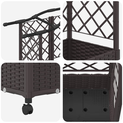 Letto Rialzato con Griglia e Tetto Marrone 124 x 40 x 129 cm PP | homemem39