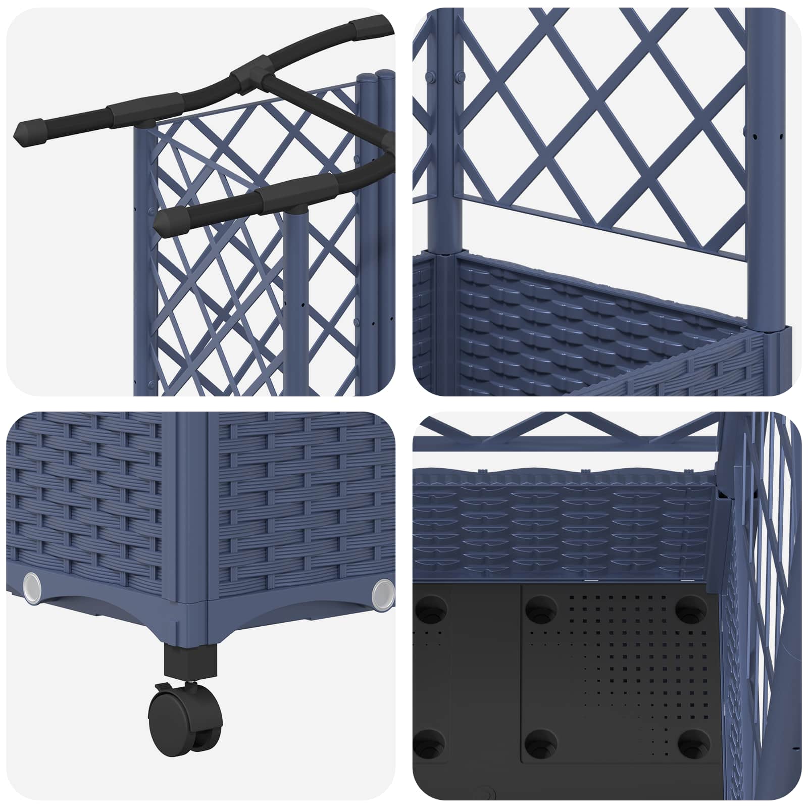Letto Rialzato con Griglia e Tetto Grigio 124 x 40 x 129 cm PP | homemem39