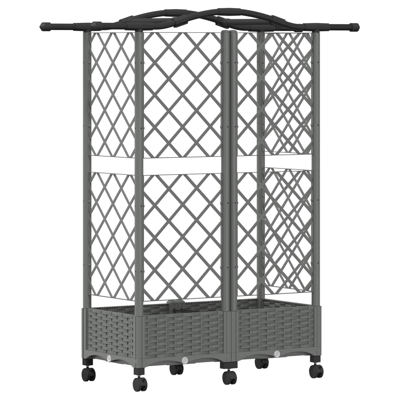 Letto Rialzato con Griglia e Tetto Grigio Chiaro PP | homemem39