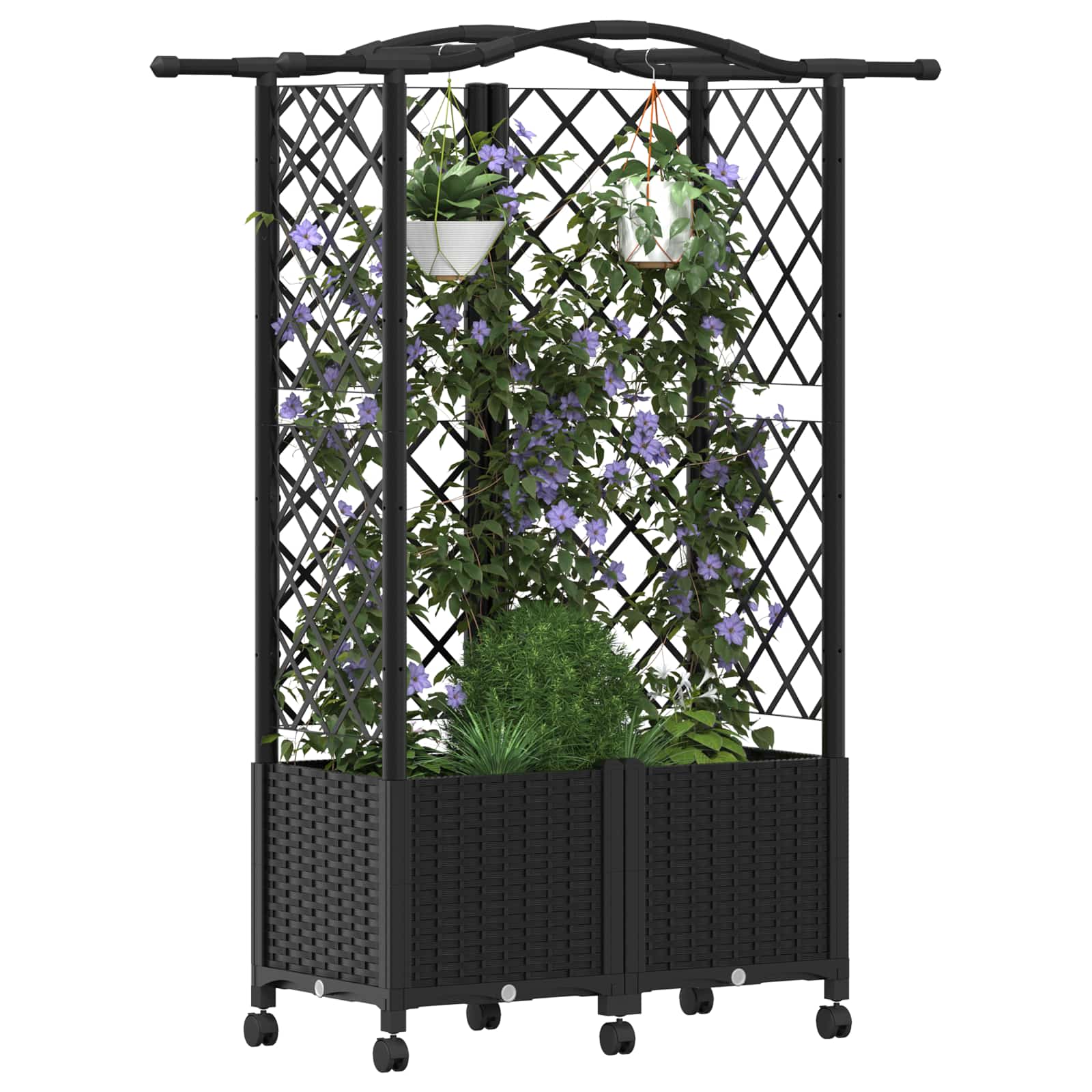 Letto Rialzato con Griglia e Tetto Nero 122 x 40 x 144 cm PP | homemem39
