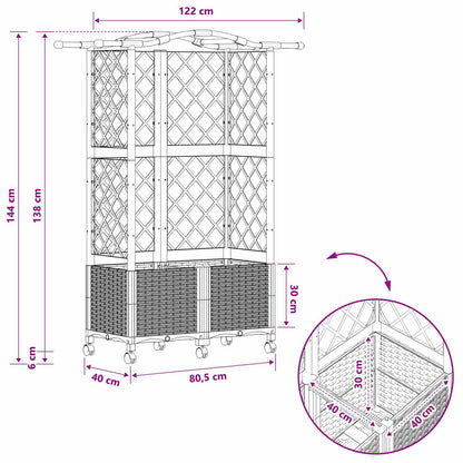 Letto Rialzato con Griglia e Tetto Nero 122 x 40 x 144 cm PP | homemem39