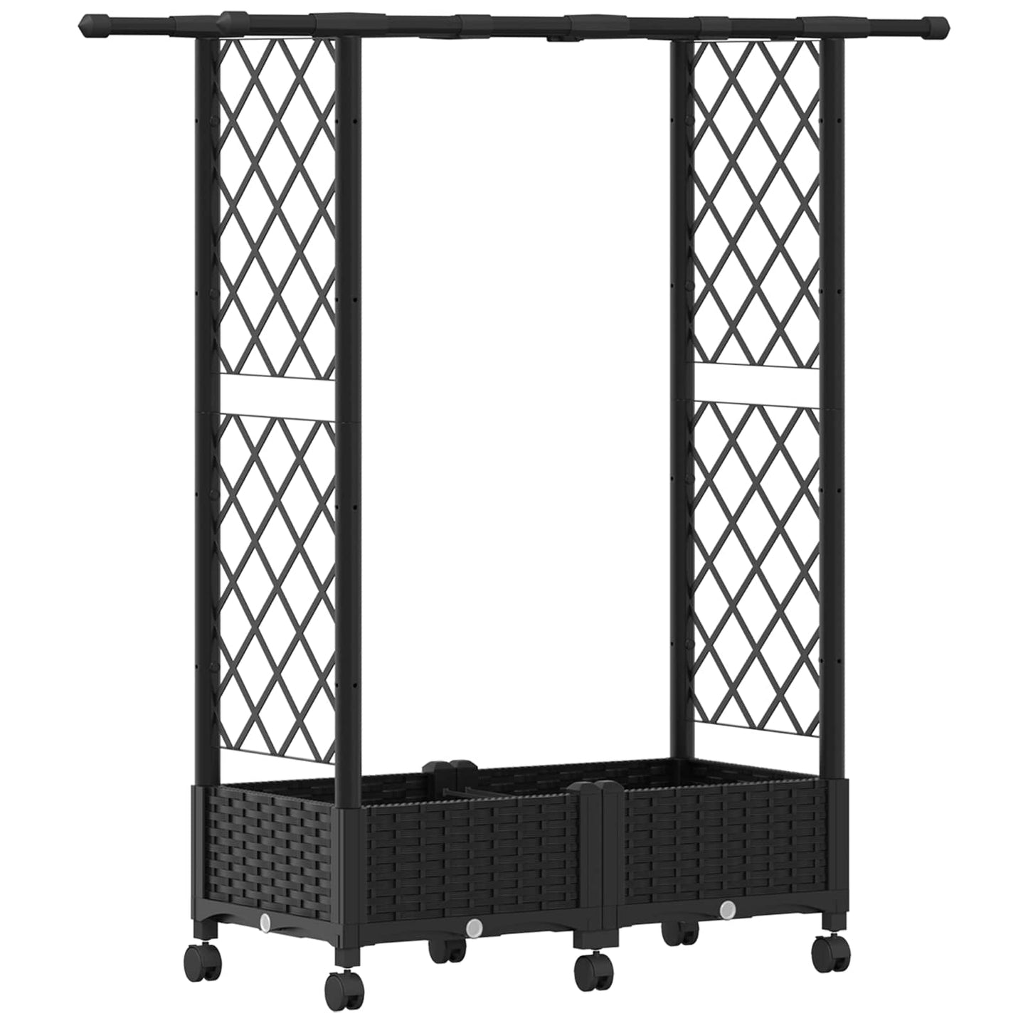 Letto Rialzato con Griglia e Tetto Nero 122,5 x 40 x 127 cm PP | homemem39