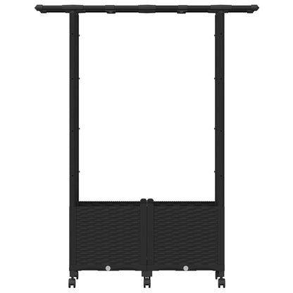 Letto Rialzato con Griglia e Tetto Nero 124,5 x 40 x 142 cm PP | homemem39