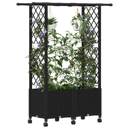 Letto Rialzato con Griglia e Tetto Nero 124,5 x 40 x 142 cm PP | homemem39