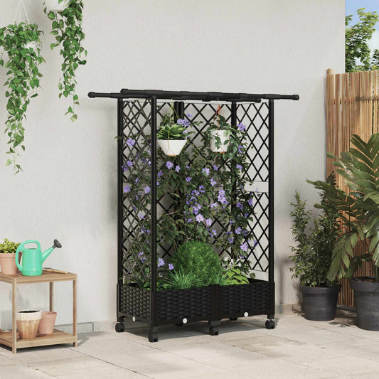Letto Rialzato con Griglia e Tetto Nero 124 x 40 x 127 cm PP | homemem39