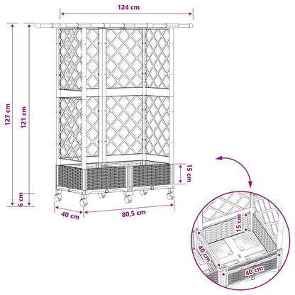 Letto Rialzato con Griglia e Tetto Grigio 124 x 40 x 127 cm PP | homemem39