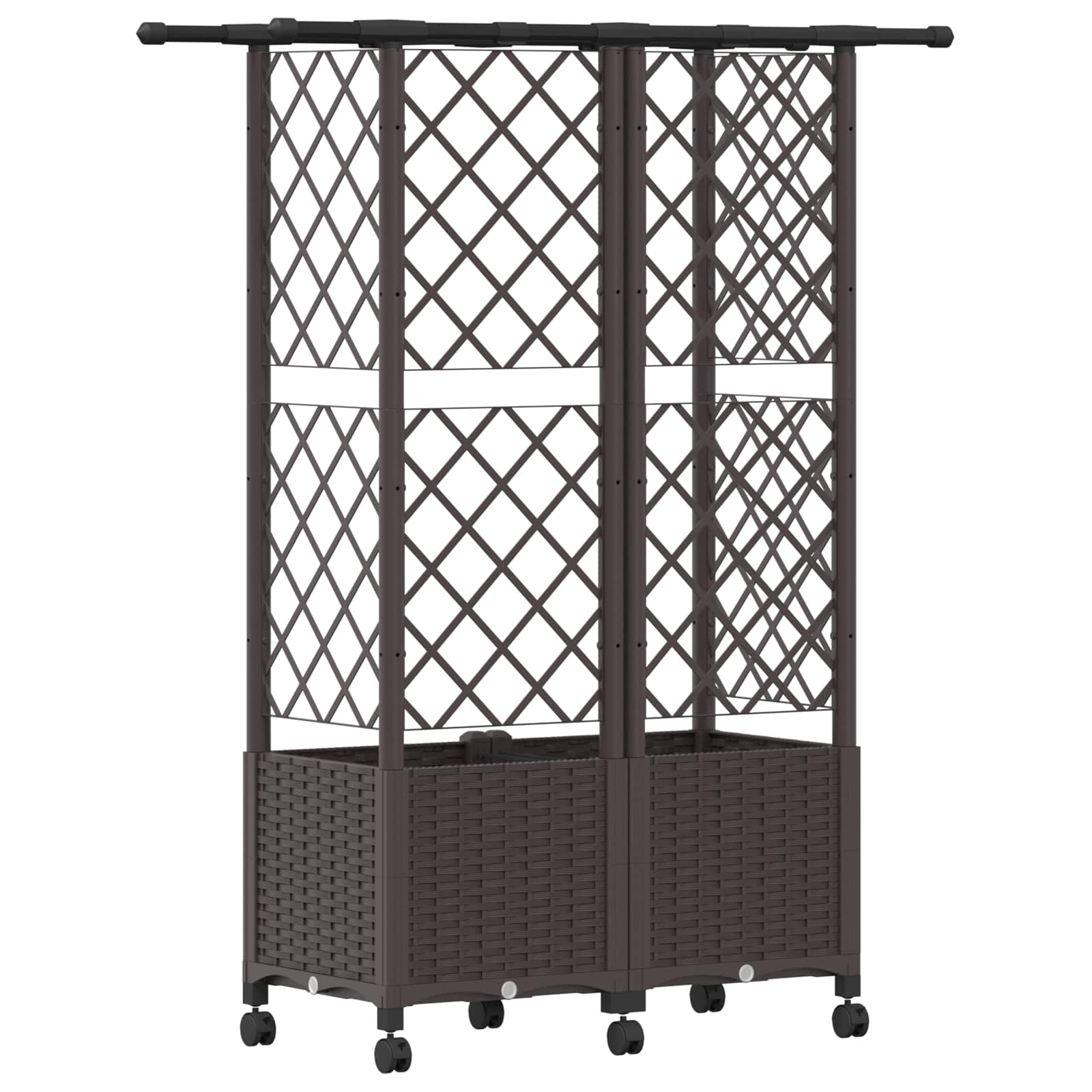 Letto Rialzato con Griglia e Tetto Marrone 124 x 40 x 142 cm PP | homemem39