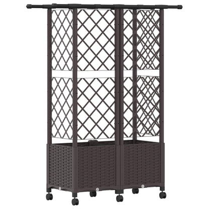 Letto Rialzato con Griglia e Tetto Marrone 124 x 40 x 142 cm PP | homemem39
