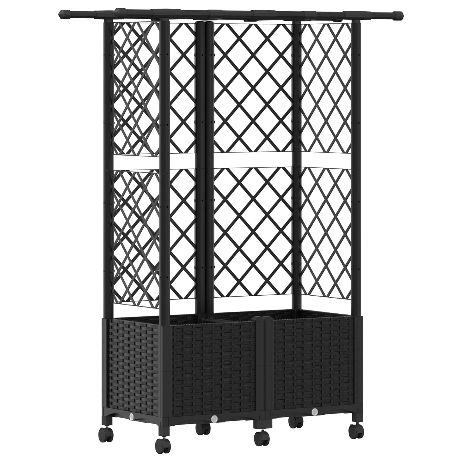 Letto Rialzato con Griglia e Tetto Nero 124 x 40 x 142 cm PP | homemem39