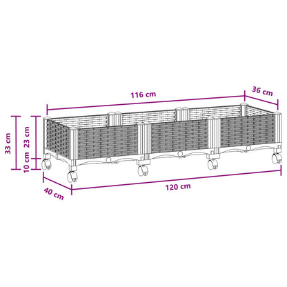 Vaso da Giardino con Ruote Marrone 120 x 40 x 29 cm PP | homemem39