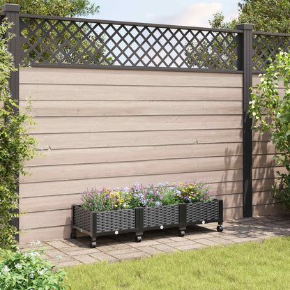 Vaso da Giardino con Ruote Nero 120 x 40 x 29 cm PP | homemem39