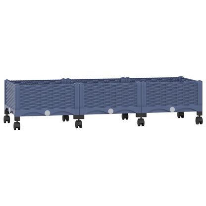 Vaso da Giardino con Ruote Blu Grigio 120 x 40 x 33 cm PP | homemem39